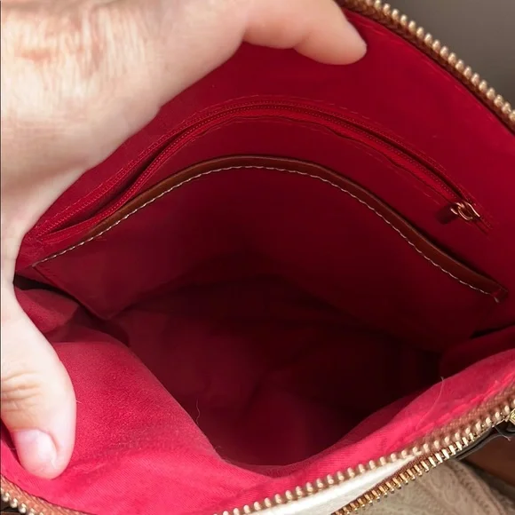 Dooney & Bourke White and Brown Crossbody Bag - Picture 2 of 4